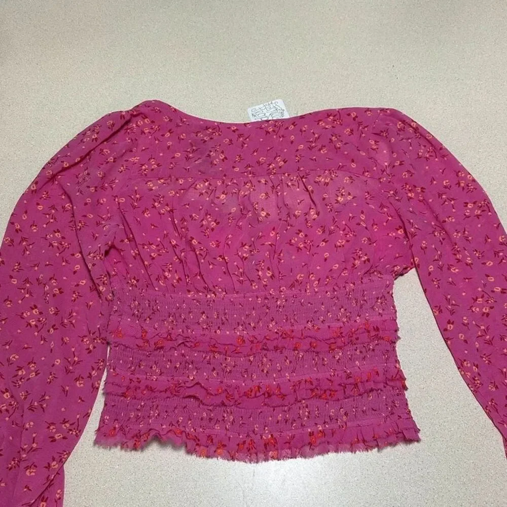 Free people pink lolita top floral blouse